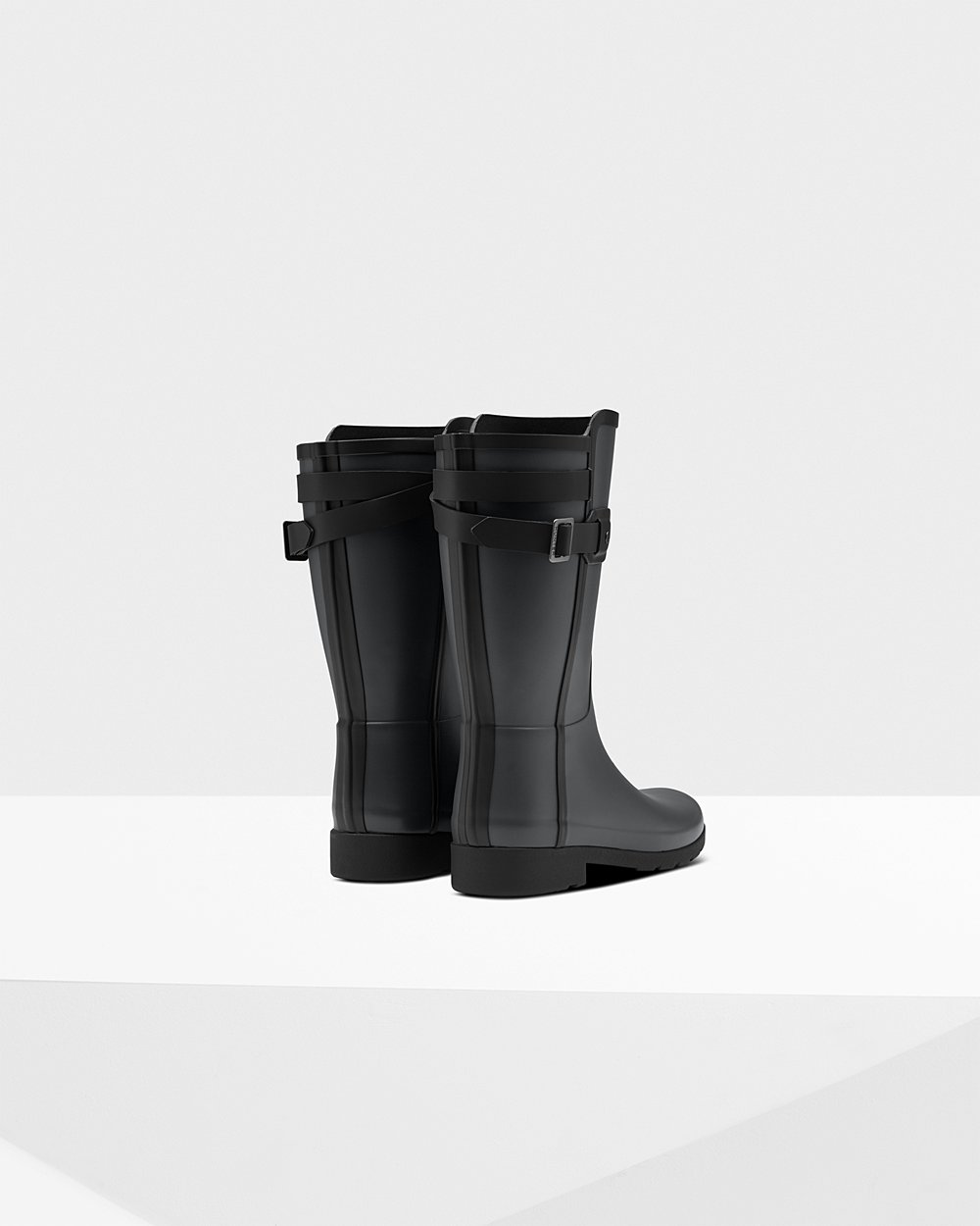 Hunter Mujer Refined Slim Fit Contrast - Botas de Lluvia Negras - 582-AKFQLR